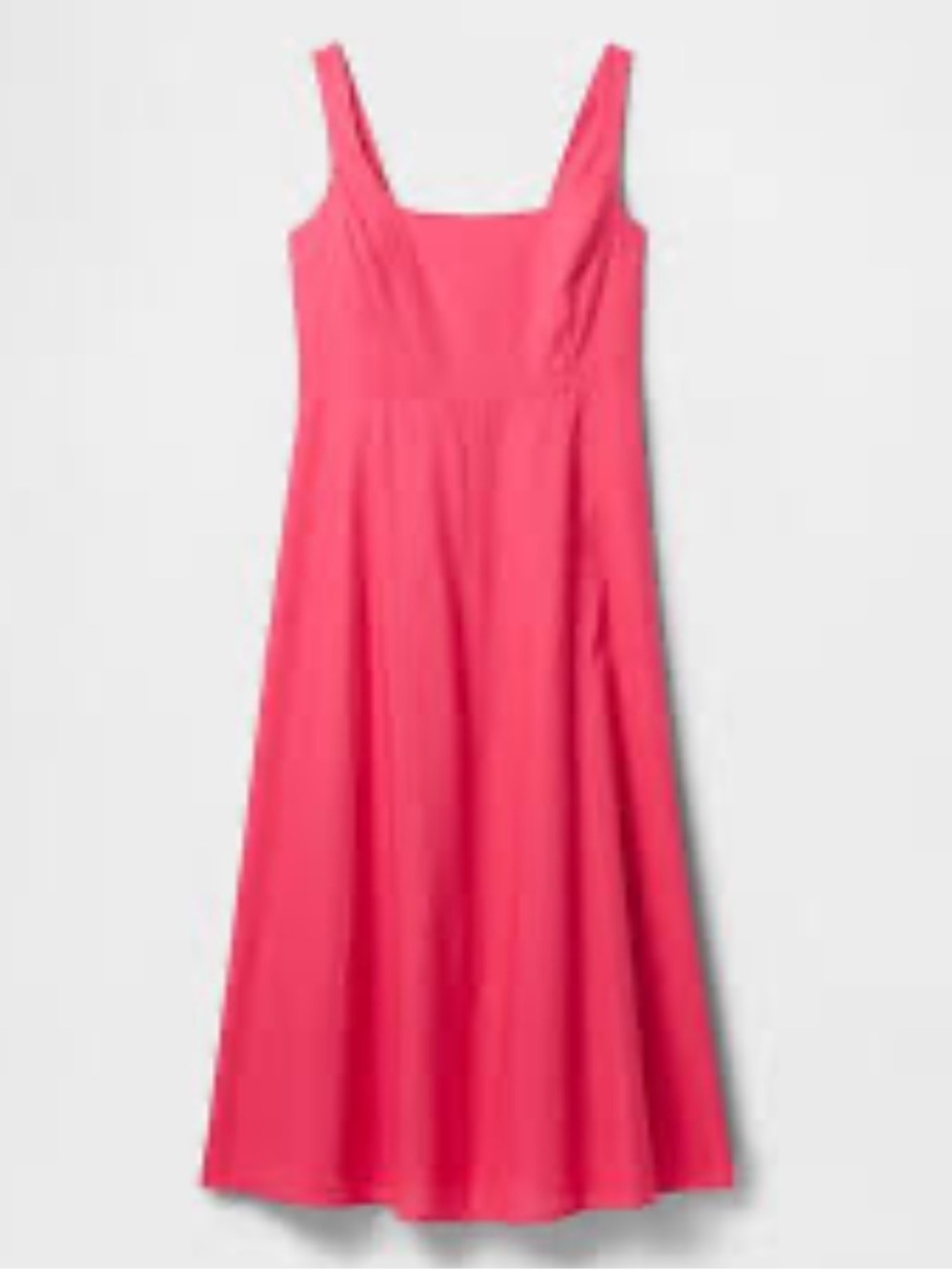 NWT Gap Linen-Blend Squareneck Midi Dress Sz XL Pink Raspberry Smocked Back